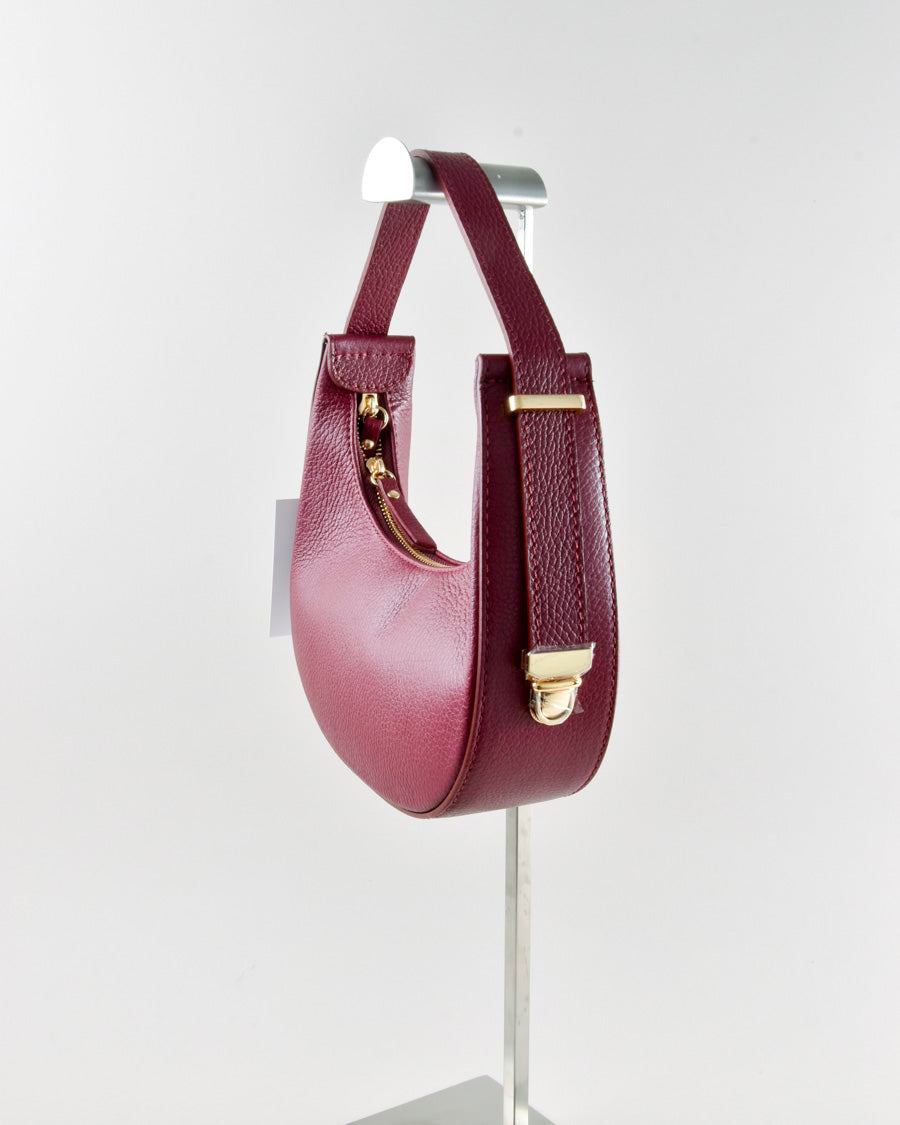 Borsa in Vera Pelle Bordeaux Martellata
