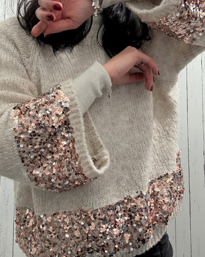 Maglione in maglia con dettagli in paillettes