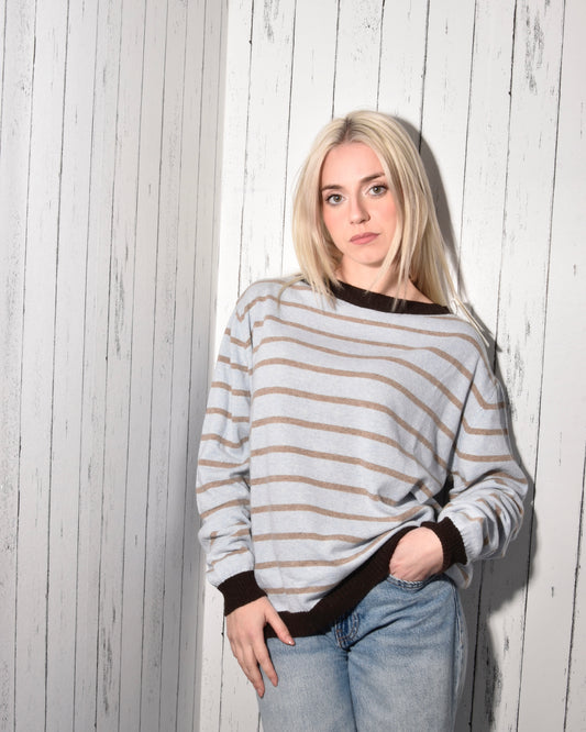 Maglione a righe misto cashmere