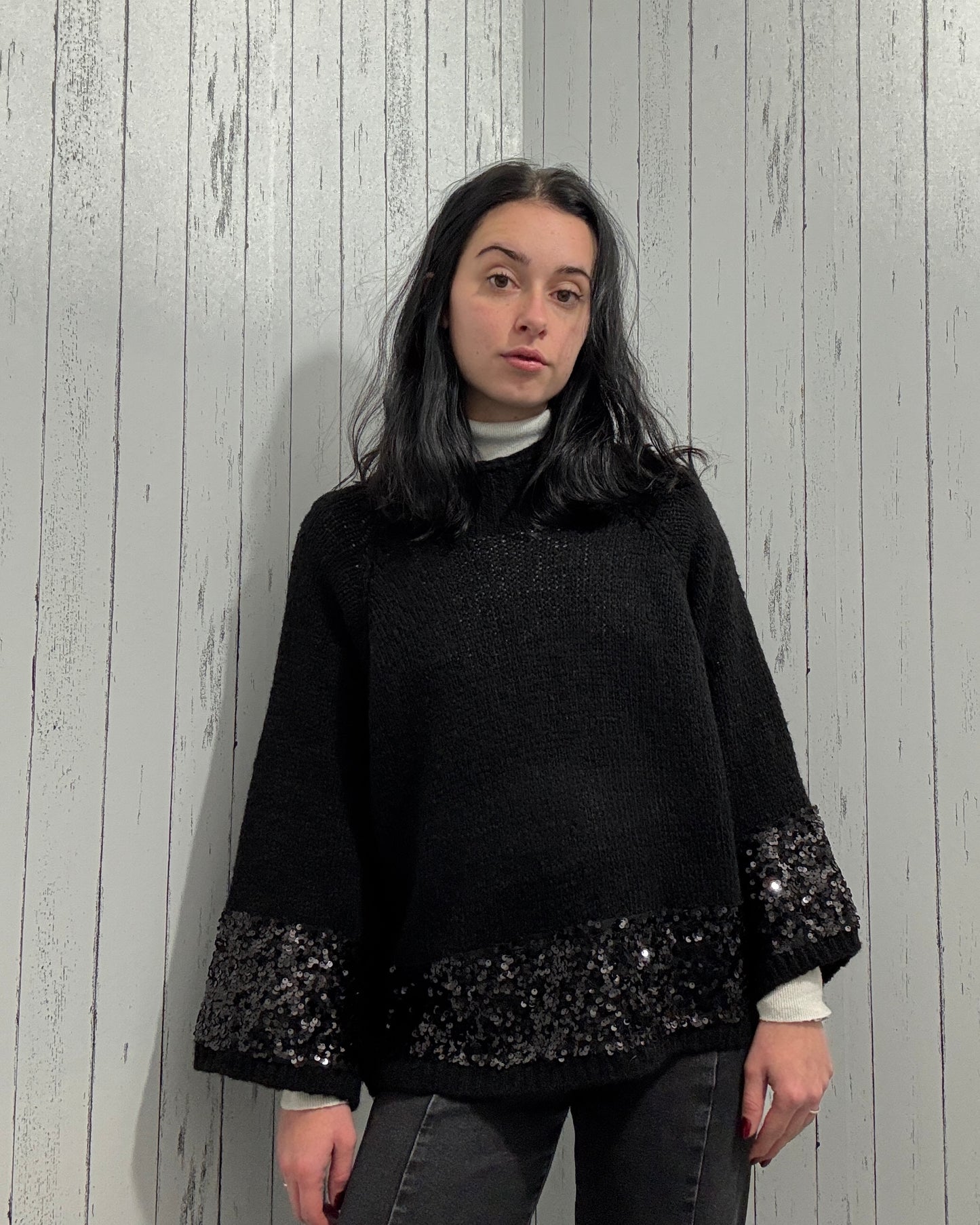 Maglione in maglia con dettagli in paillettes