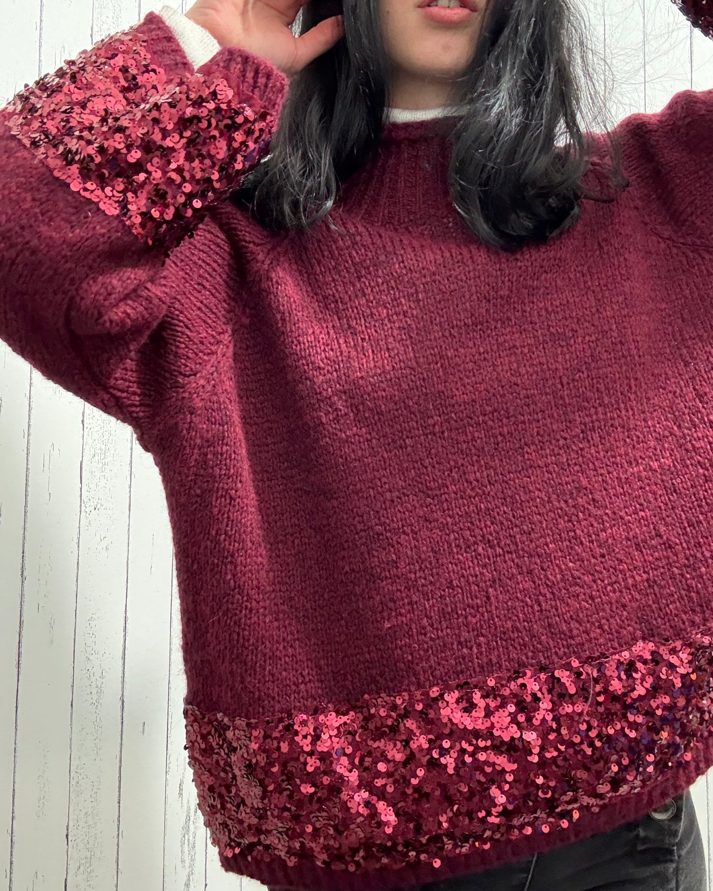 Maglione in maglia con dettagli in paillettes