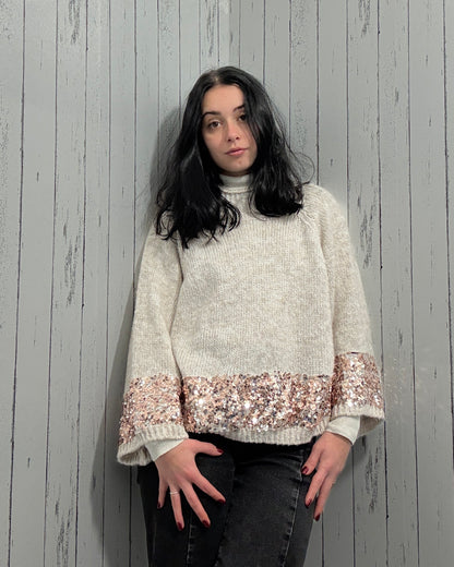 Maglione in maglia con dettagli in paillettes