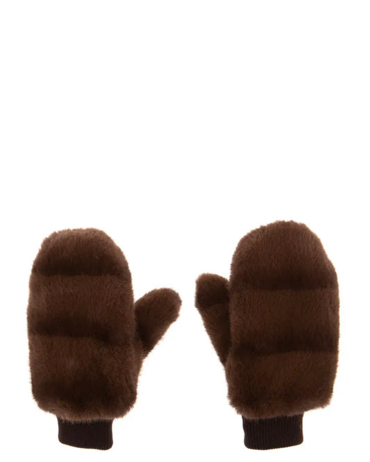Guanti Moffola in Pelliccia Ecologica Marrone
