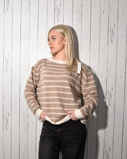 Maglione a righe misto cashmere