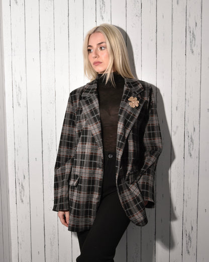 Blazer Donna a Quadri Grigio & Nero – Elegante, Moderno e Versatile