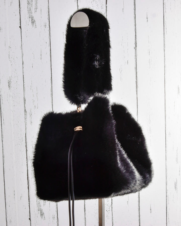 Borsa in Eco-Pelliccia Nera