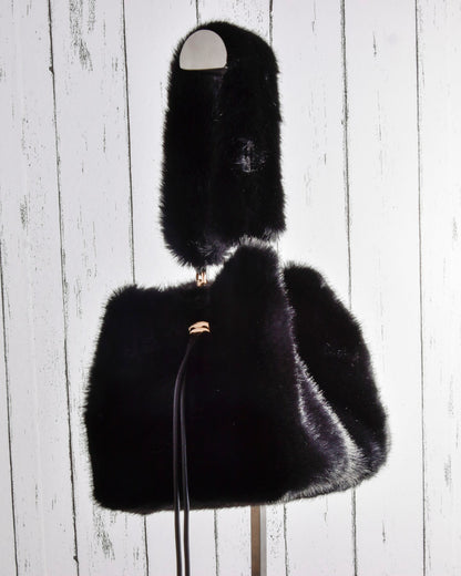 Borsa in Eco-Pelliccia Nera