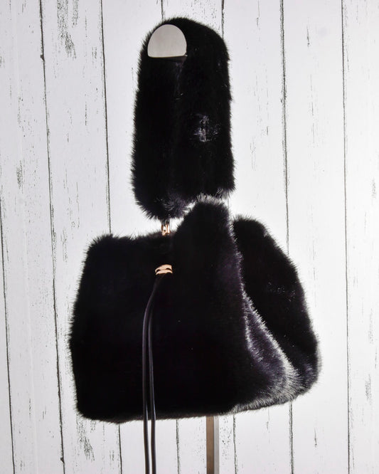 Borsa in Eco-Pelliccia Nera