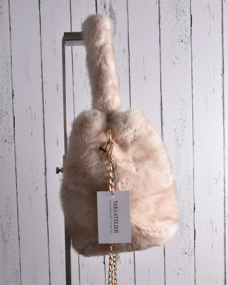 Borsa Grande in Eco - Pelliccia Beige