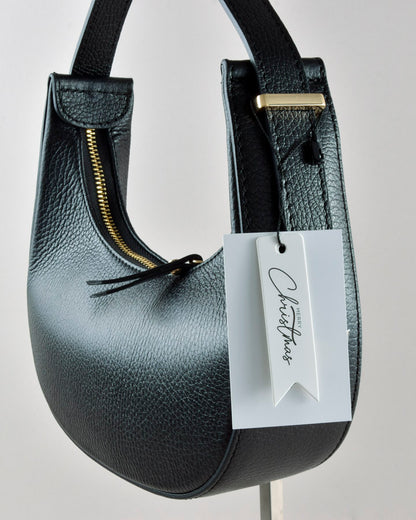 Borsa in Vera Pelle Nera Martellata