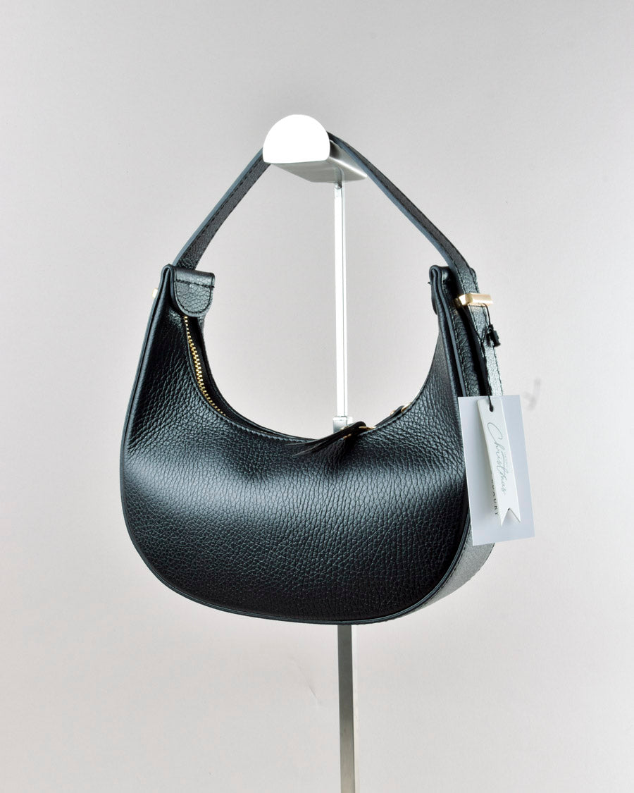 Borsa in Vera Pelle Nera Martellata