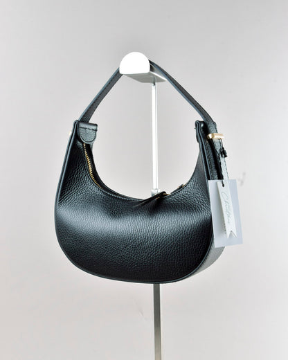 Borsa in Vera Pelle Nera Martellata