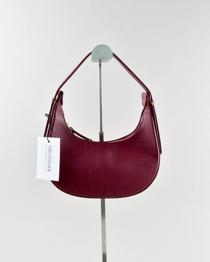 Borsa in Vera Pelle Bordeaux Martellata