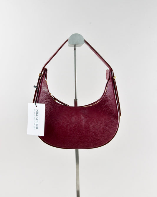 Borsa in Vera Pelle Bordeaux Martellata