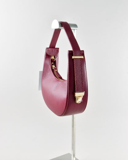 Borsa in Vera Pelle Bordeaux Martellata