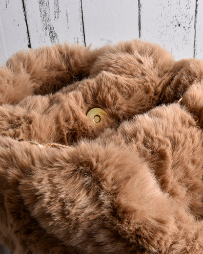 Borsa in Eco-Pelliccia con Tracolla Oro