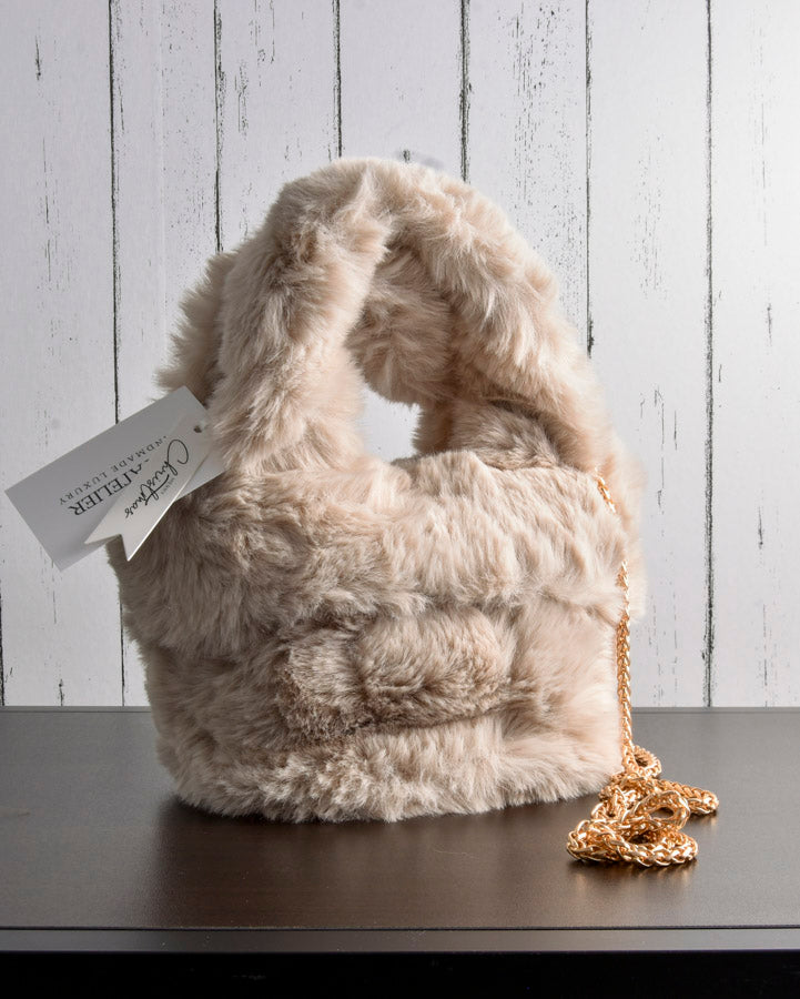 Borsa in Eco-Pelliccia con Tracolla Oro