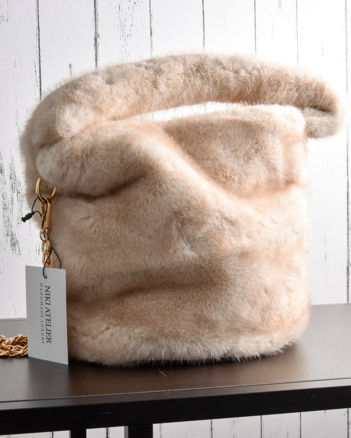 Borsa Grande in Eco - Pelliccia Beige