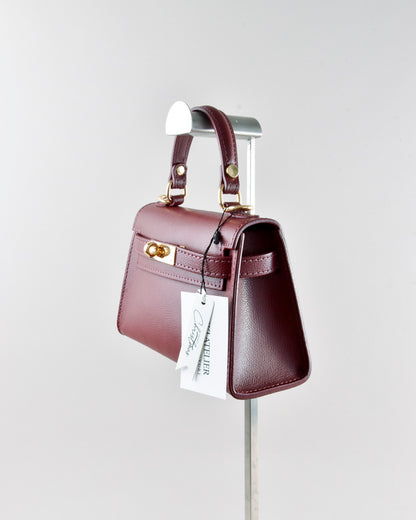 Mini K - Borsa in Vera Pelle Bordeaux