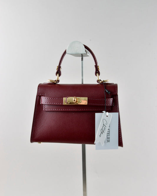 Mini K - Borsa in Vera Pelle Bordeaux