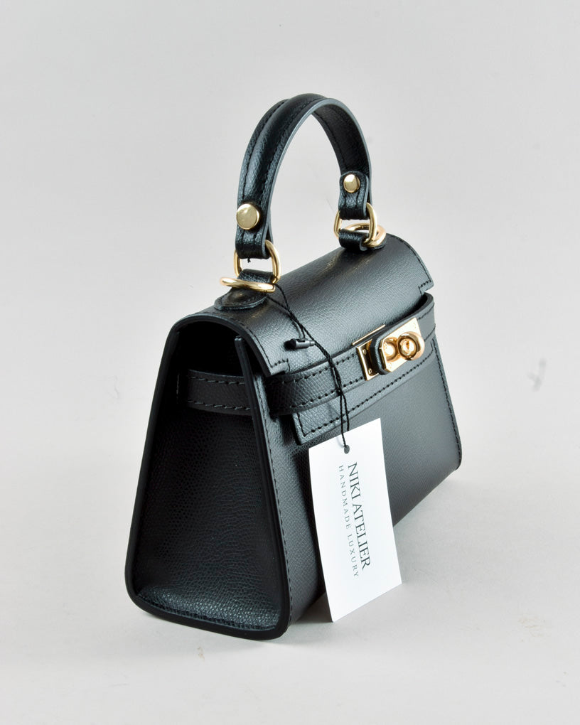 Mini K - Borsa in Vera Pelle Nera