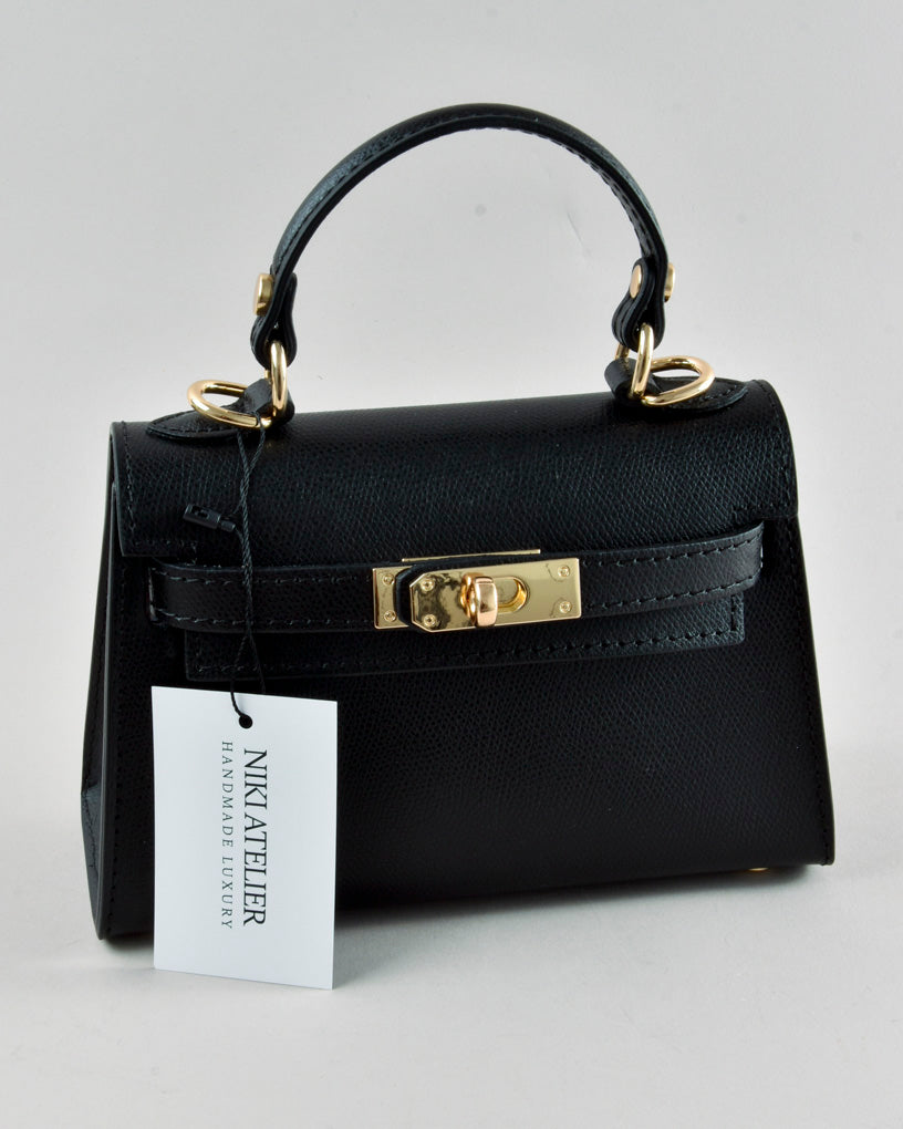 Mini K - Borsa in Vera Pelle Nera
